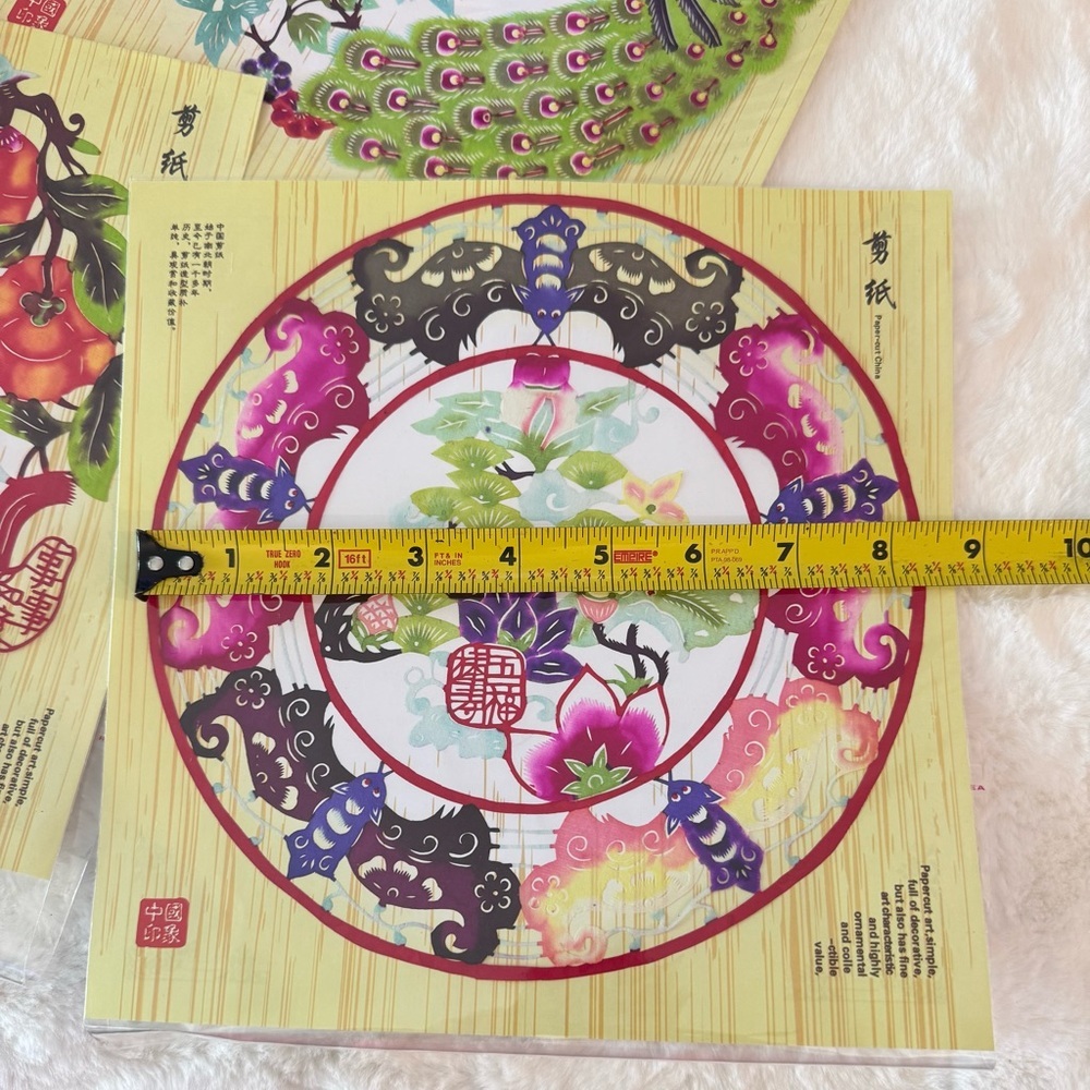 Chinese Paper Cuts Traditional Folk Art Decor, 18 Vibrant Pieces- sizes 8”-9” - Picture 6 of 13